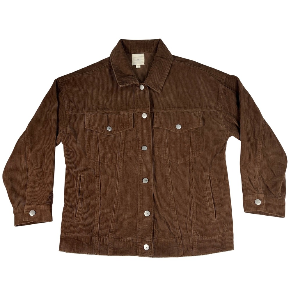 Brown Corduroy Shacket Jacket L Oversized Trucker Chore Workwear 90s Style